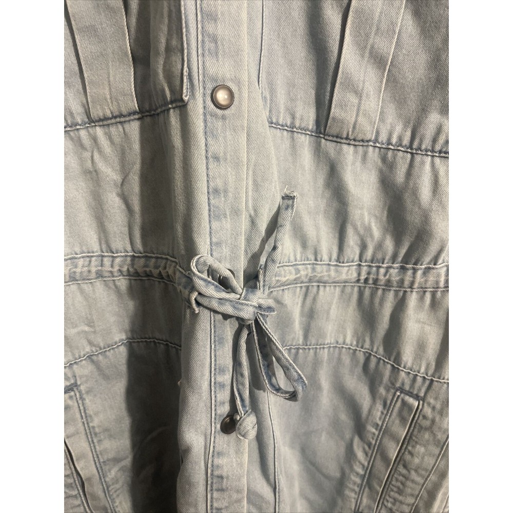 AllSaints Millie Women’s Denim Shirt Dress Sz Small Pearl Snap All Saint (Flaws) - Picture 2 of 11
